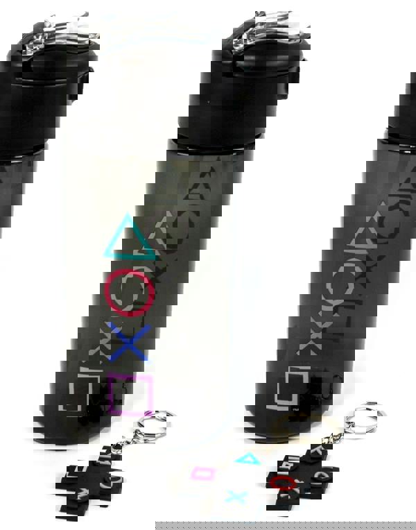 Vanilla Underground PlayStation Womens Black Controller Symbols Print Spout Water Bottle (One Size)