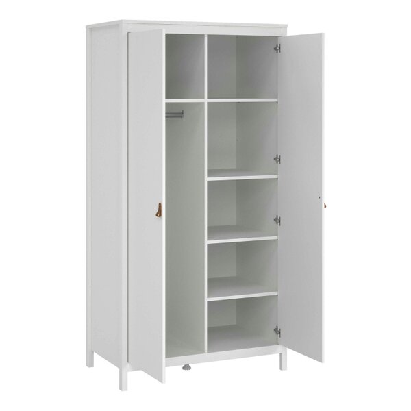 Wyld Haus Wildberry Matt White Wardrobe with 2 Doors Leather Handles