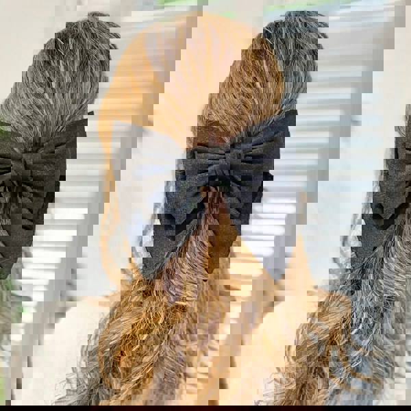 Black Satin Hair Bow Black Hair Clip Styled