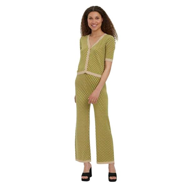 Vero Moda Womens/Ladies Urina Ribbed Geometric High Waist Trousers - Woodbine - 