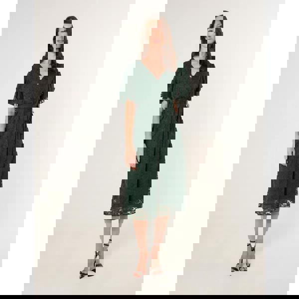 Blue Vanilla Double Angel Sleeve Lace Midi Dress