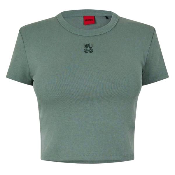 Hugo Womens/Ladies Logo Cotton Crop T-Shirt - Green - 
