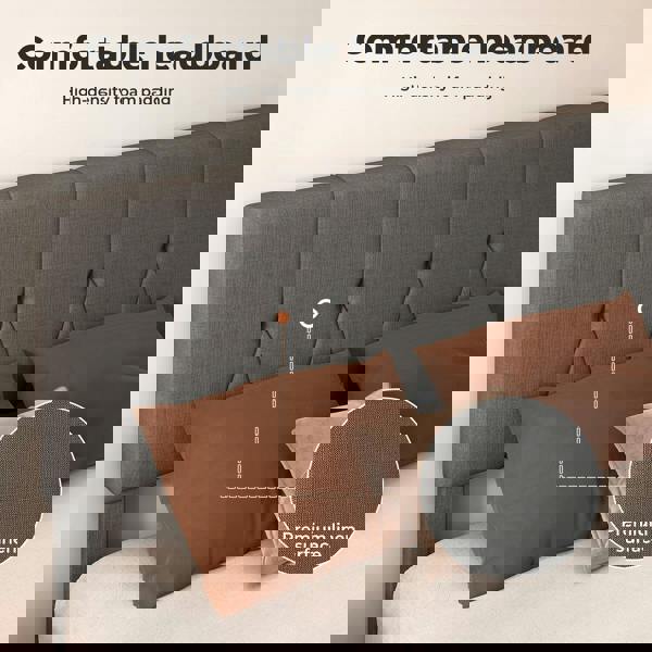 Levede Bed Frame Upholstered Linen Fabric Headboard Wooden Slat Double King Size