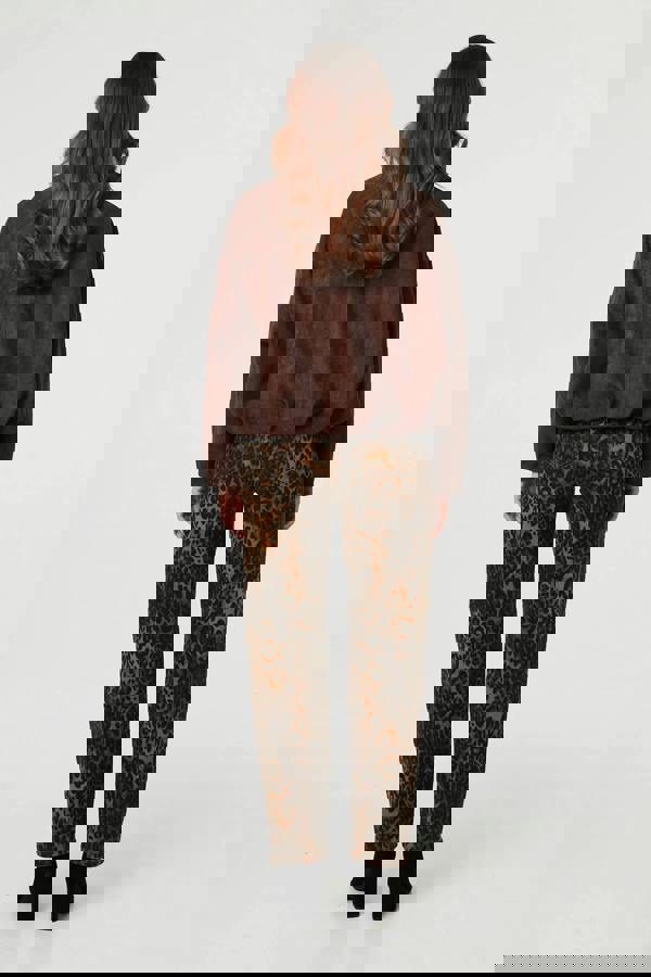 Brown | Faux Suede Long Sleeve Cropped Jacket