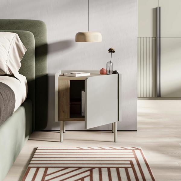 Decortie Bedside Table Soft-Close Door Storage Cabinet Modern Nightstand with Metal Legs Bedroom Space Saver