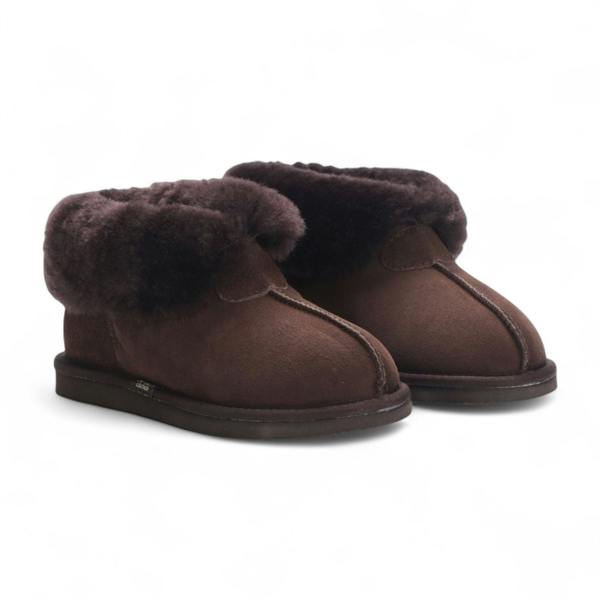 Infinity Leather Women's Sheepskin Suede Ankle Brown Slip-On Bootie Winter - Glacier