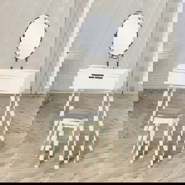 Rafaelo Mobilia Dressing Table With Mirror and Cushioned Stool White
