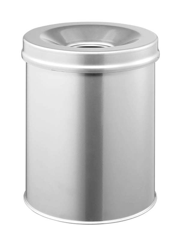 Durable Fire Extinguishing Metal Waste Bin | TUV Certified | 15L | Silver