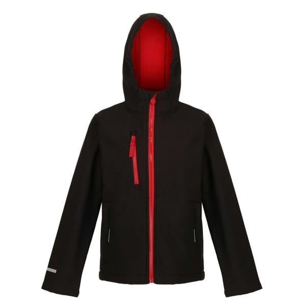 Regatta Childrens/Kids Ablaze 3 Layer Hooded Soft Shell Jacket - Black/Classic Red - 