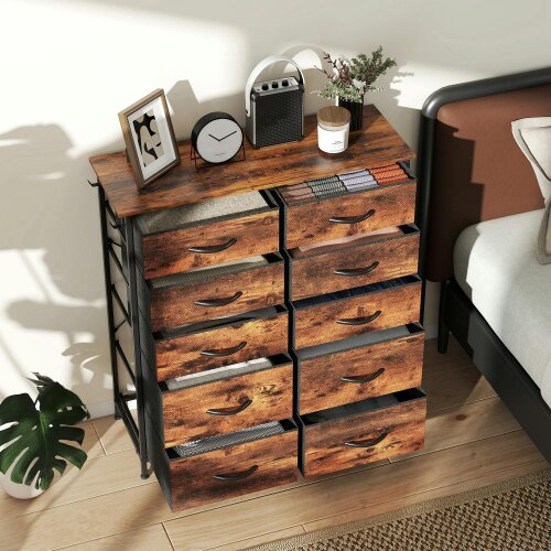 Wyld Haus Nalima Fabric And Metal Rustic Brown 10 Drawer Storage Chest