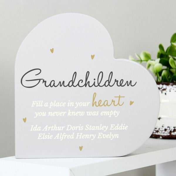 Personalised Memento Company Personalised Grandchildren Free Standing Heart Ornament