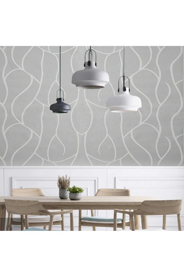 Living and Home 9.5M x 53Cm Non-Woven Embossed Geometric Wallpaper Roll