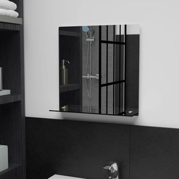 Berkfield Wall Mirror with Shelf 40x40 cm Tempered Glass