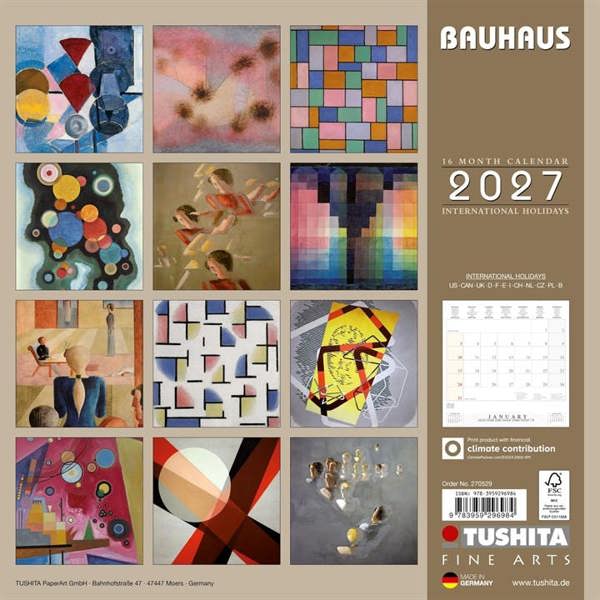 Bauhaus Calendar 2027, Wall Calendars, Month To View, Art, Gift