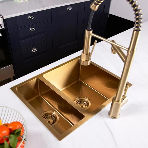 Flode Alta | Single Lever Kitchen Sink Mixer Tap with Swivel Spout | Brushed Brass Finish
