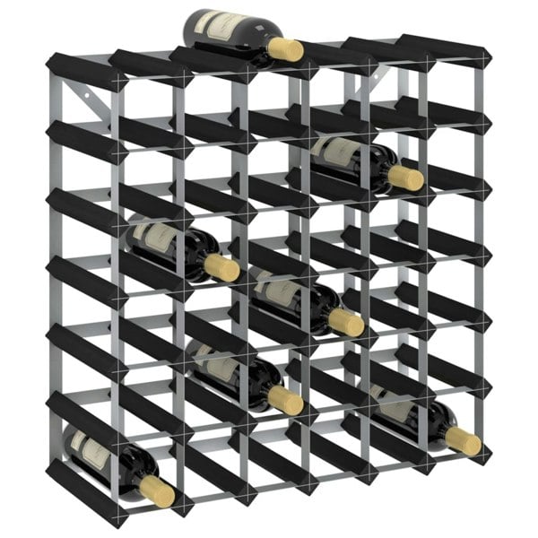 Berkfield Wine Rack for 42 Bottles Black Solid Pine Wood