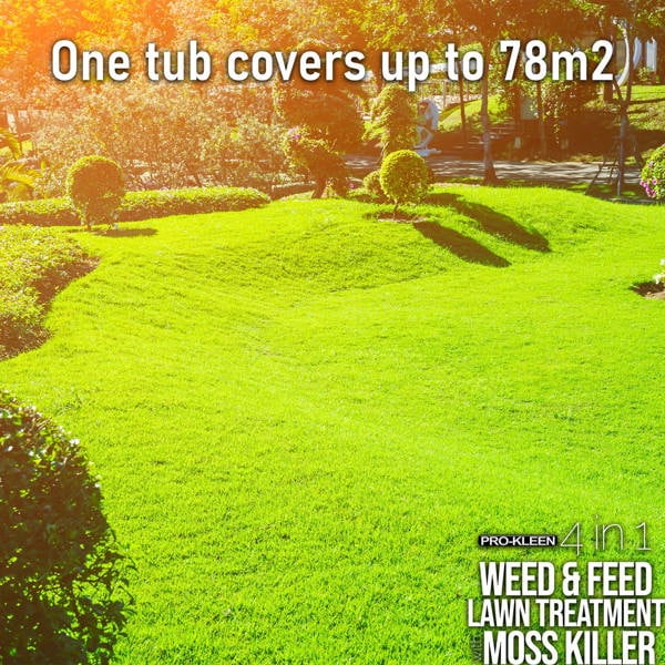 ProKleen Pro-Kleen 4 in 1 Weed and Feed Lawn Treatment with Moss Killer - Greens Grass, Kills Weeds & Moss & Fertilises Grass 10kg