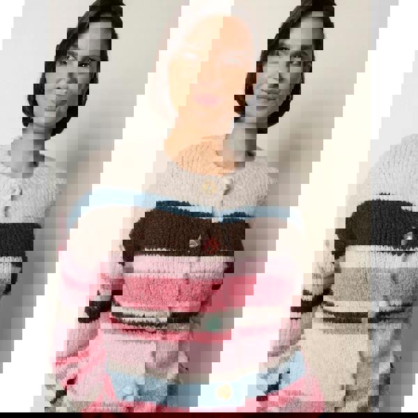 Blue Vanilla Striped Knit Cardigan