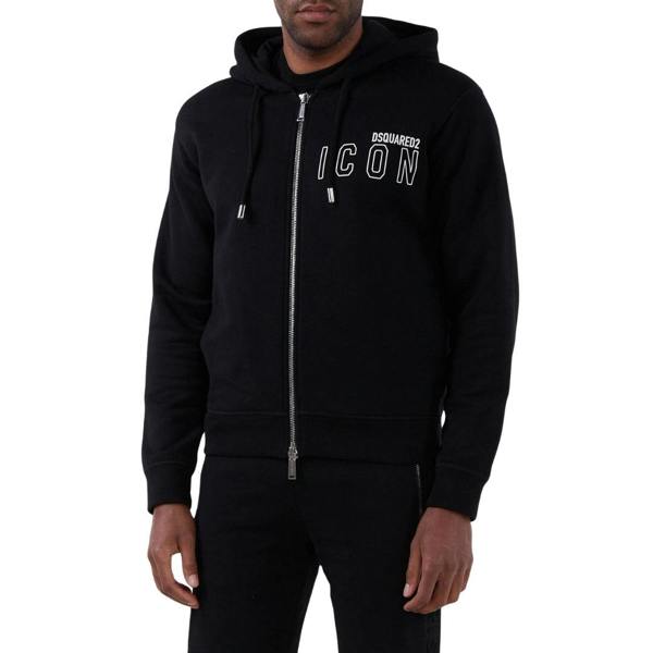 DSQUARED2 Icon Outline Logo Zip Black Hoodie S