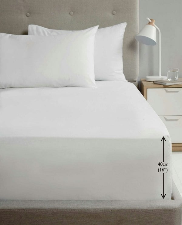 HomeSpace Direct Percale Extra Deep 16" Fitted Sheet