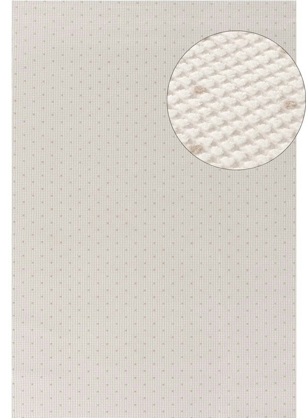 Living Room rug, beige-cream colours, dots, practicality in mind, the rug is anti-allergic.