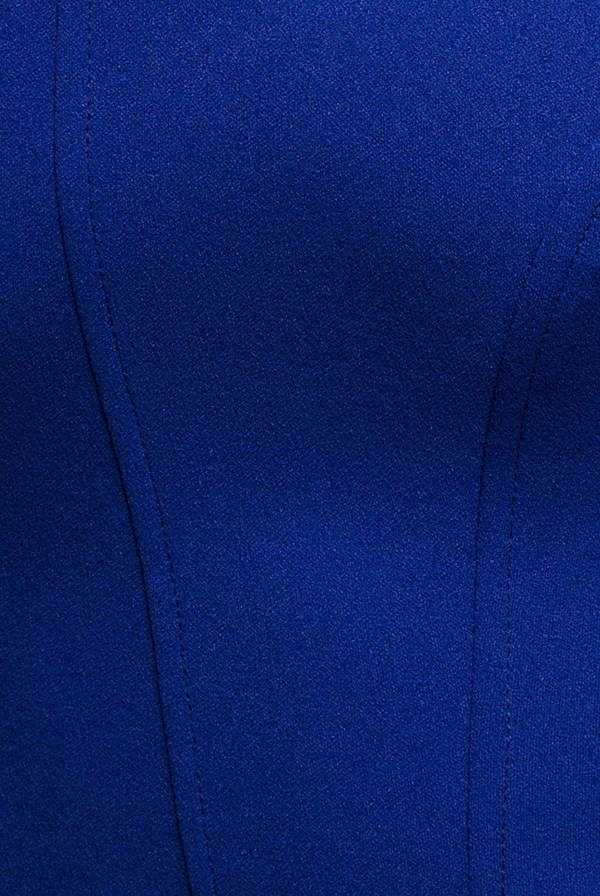 Sleeveless Waist Pleated Scuba Crepe Maxi Dress - Royal Blue DR5291