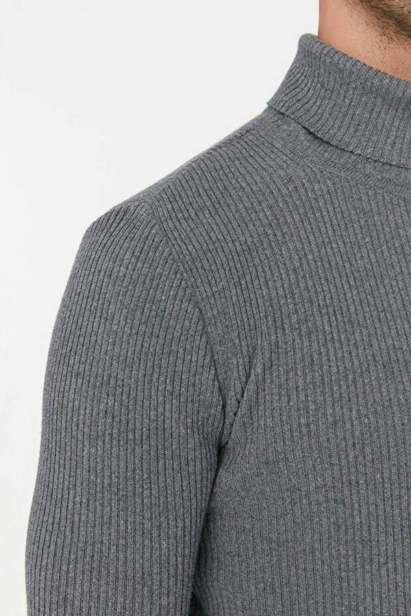 WOVCOR Slim Fit Turtleneck Ribbed Knit Men's Sweater