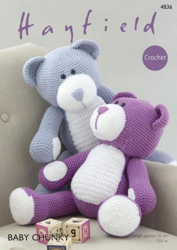 Hayfield Baby Chunky Crochet Pattern 4836, Toys Length: 35cm / 13.75 Inches - Intermediate