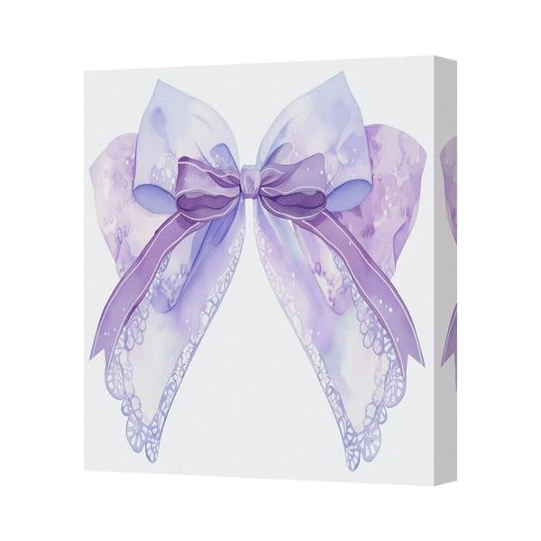 Benjamin Tate Design Purple Bow Canvas Wall Art Print On Deep Wooden Frame Handmade In UK