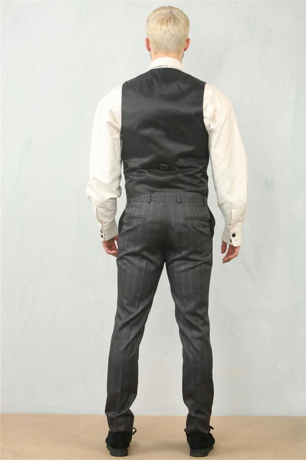Infinity Leather Men's 3 Piece Prince Of Wales Charcoal Suit Workwear