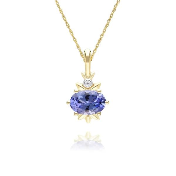 Gemondo Classic Oval Tanzanite & Diamond Pendant Necklace in 9ct Yellow Gold