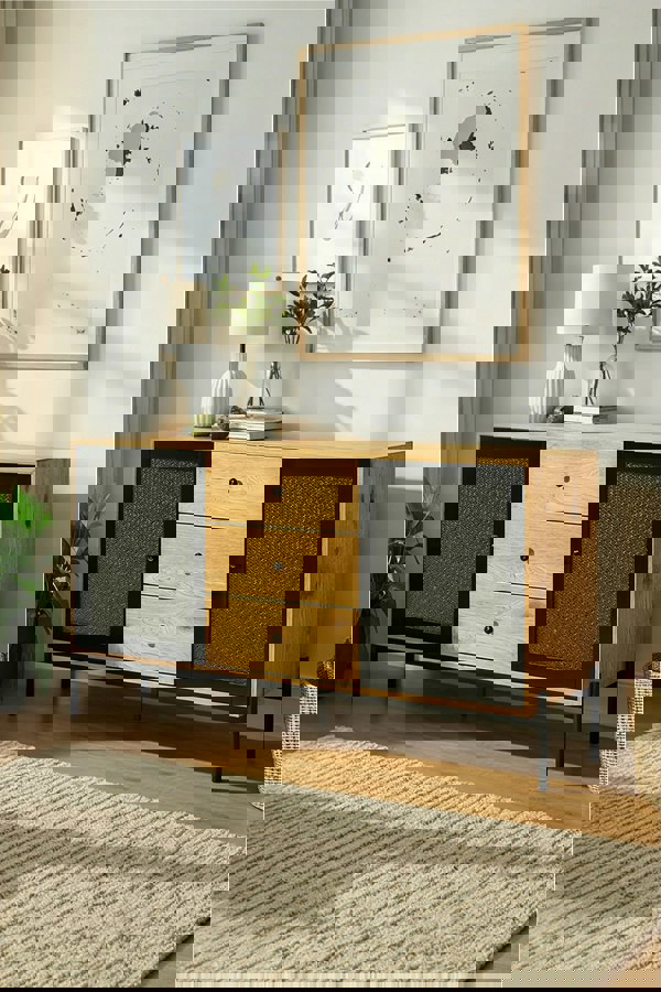 Living and Home Storage Cabinet with 2 Cupboard Doors and 3 Drawers