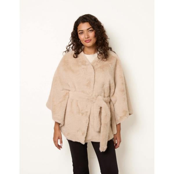 Blue Vanilla Faux Fur Tie Front Cape