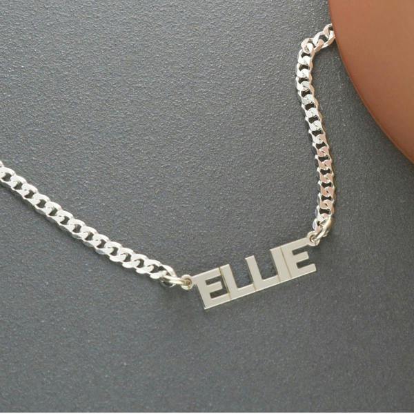 Christopher James of London Sterling Silver Mini Block Choker Style Personalised Name Necklace
