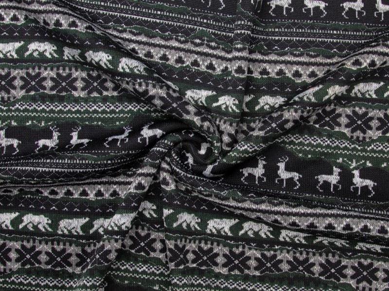 Minerva Core Range Deadstock Fleece Back Sweatshirt Sweater Knit Fabric - Stripes Design Dressmaking Fabric, 155 cm / 62" Wide - per metre