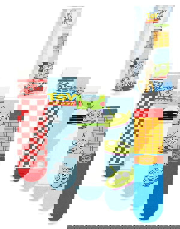 Disney Toy Story Unisex Multicoloured Multi Character Calf Socks Set of 5