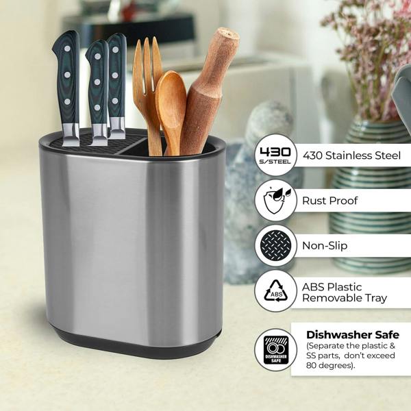 Top 3 Kitchen Knife Block and Utensil Holder Storage Caddy Stainless Steel