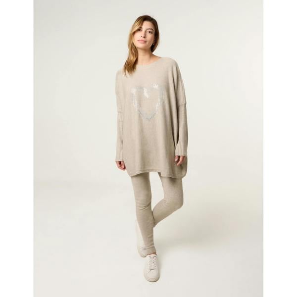 Blue Vanilla Heart Diamante Oversized Jumper