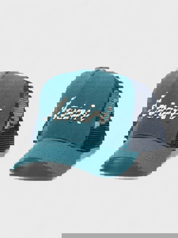 Amiri Script Trucker Hat Teal Green - Supplied FashionAmiri