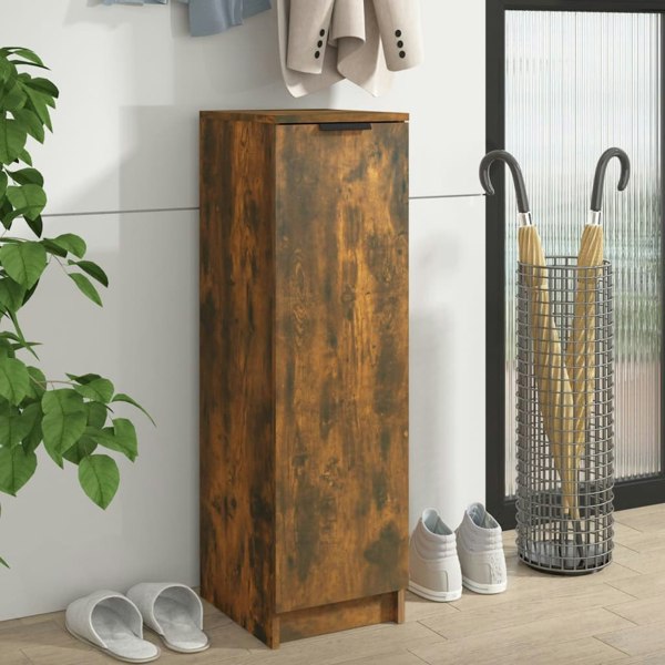 Berkfield Shoe Cabinet Smoked Oak 30x35x100 cm Engineered Wood