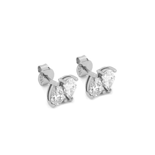 Say It With Double Pear Earrings - Silver
