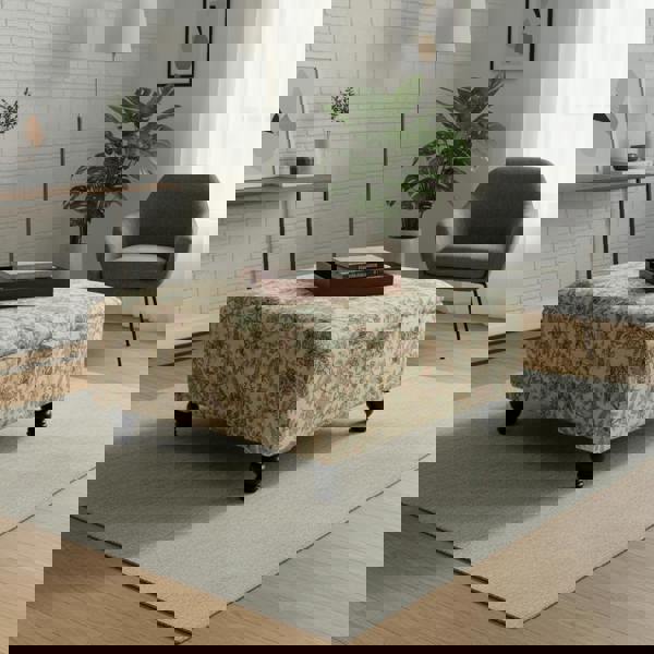 Luxury footstool ottoman featuring spacious hidden storage compartment