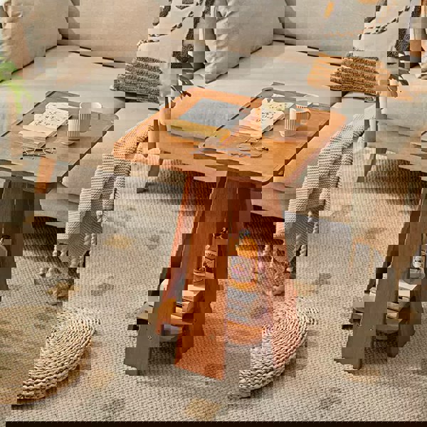 Eva Dne Side Table With Storage, Solid Wood-Weilai Concept-Weilai Concept