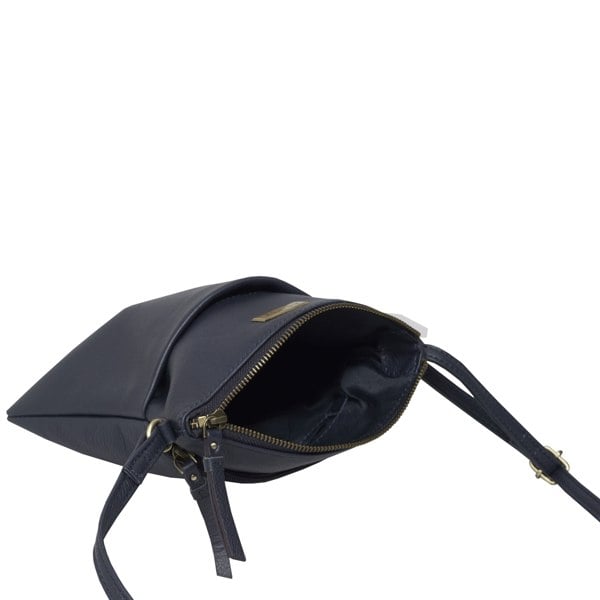 Assots London 'LINBY' BLUE NAVY Pebble Grain Leather Crossbody Bag