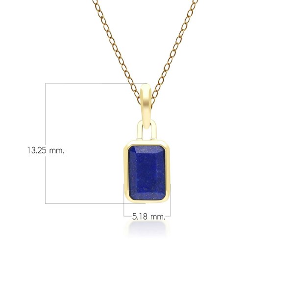 Gemondo Classic Baguette Lapis Lazuli Pendant Necklace in 9ct Yellow Gold