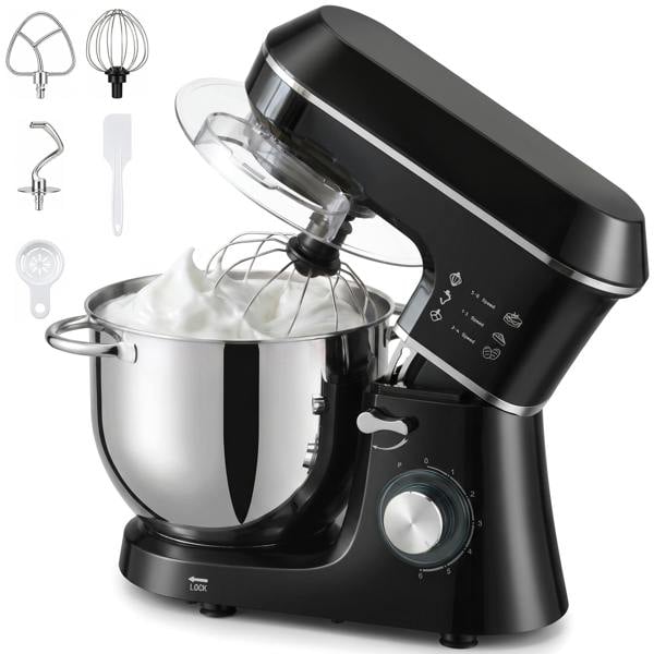 HOMCOM 1400W Cake Electric Kitchen Mixer with Dough Hook, Black