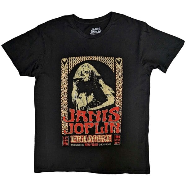 Janis Joplin Unisex Adult Vintage Poster T-Shirt - Black