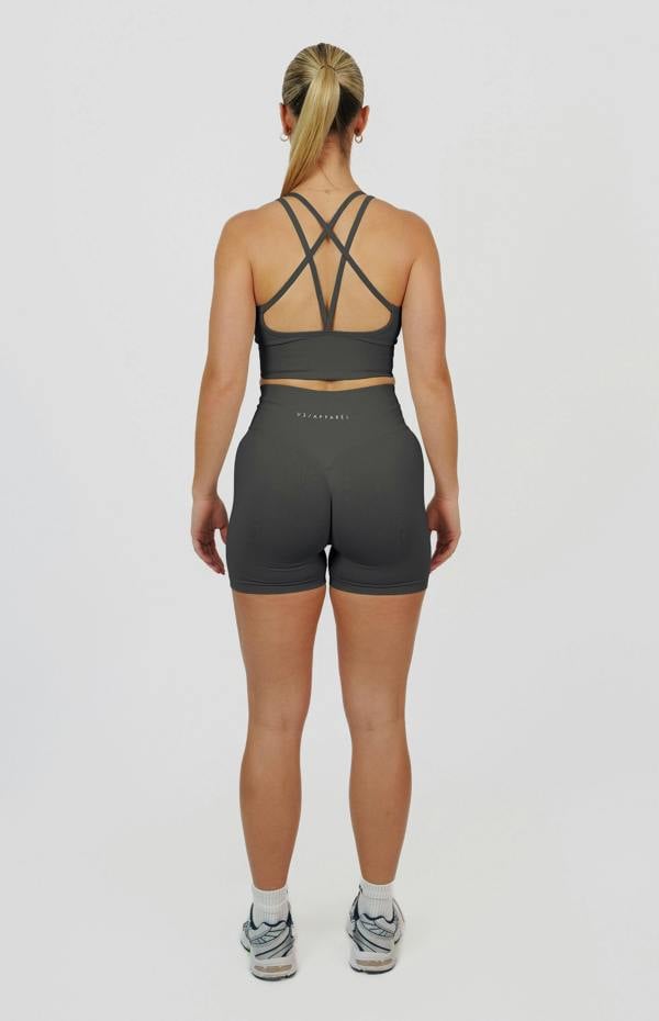 V3 Apparel Form Seamless Scrunch Shorts & Sports Bra Set - Slate Grey