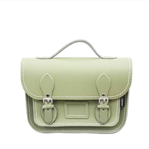 Zatchels Leather Midi Satchel - Sage Green