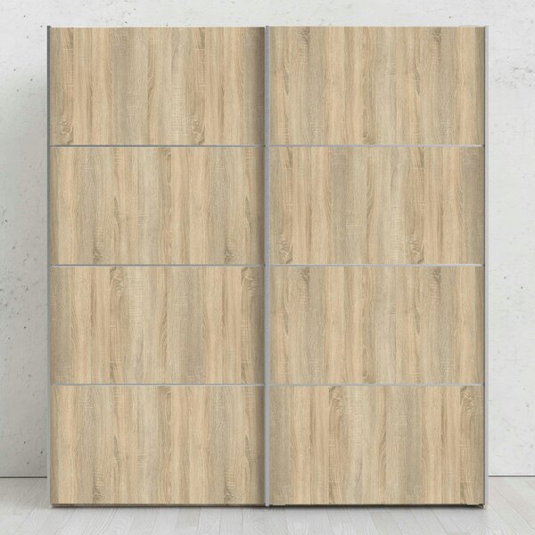 Wyld Haus Bordeaux Wide Natural Oak Double Sliding Door Wardrobe 180cm 5 Shelves